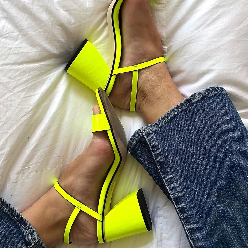 Free People Liv Block Heel Neon w/ box